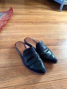 Madewell Black Leather Mule Slides
